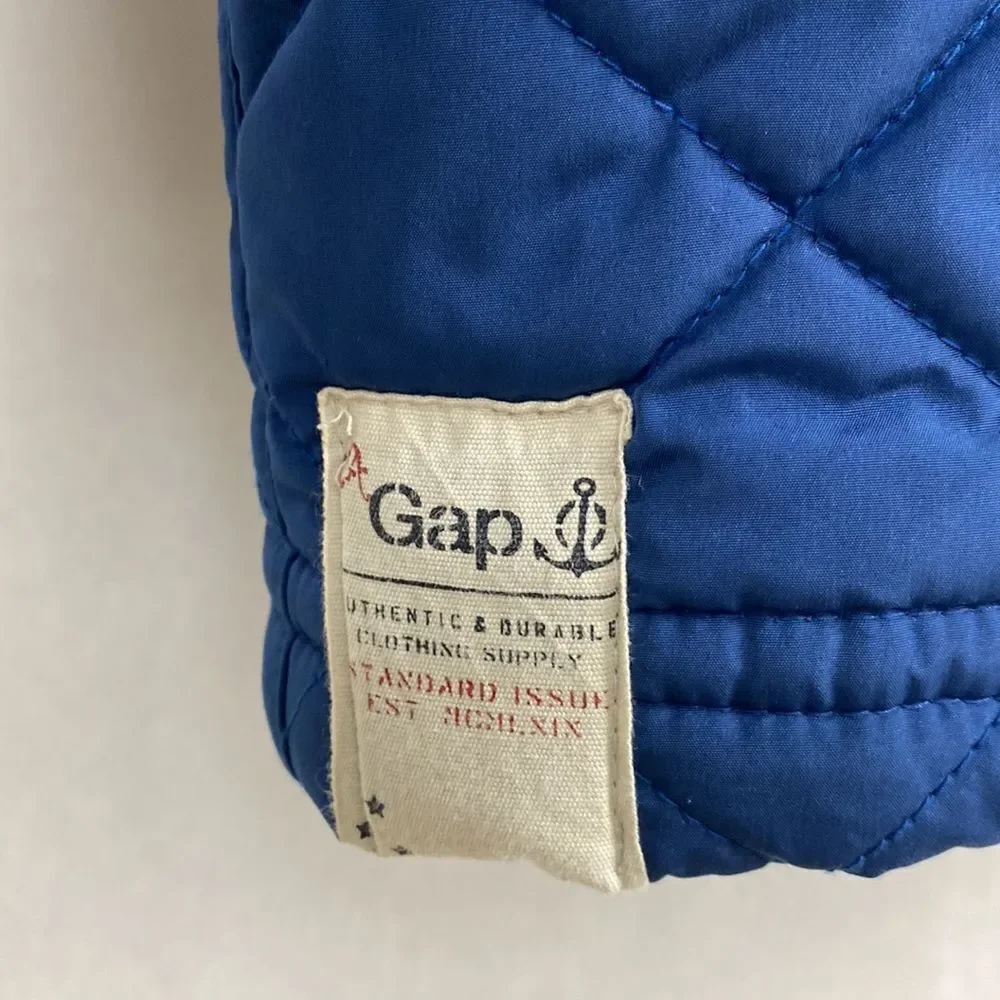 GapKids Coat Jacket Size XL 12 Blue Quilted Long Pockets